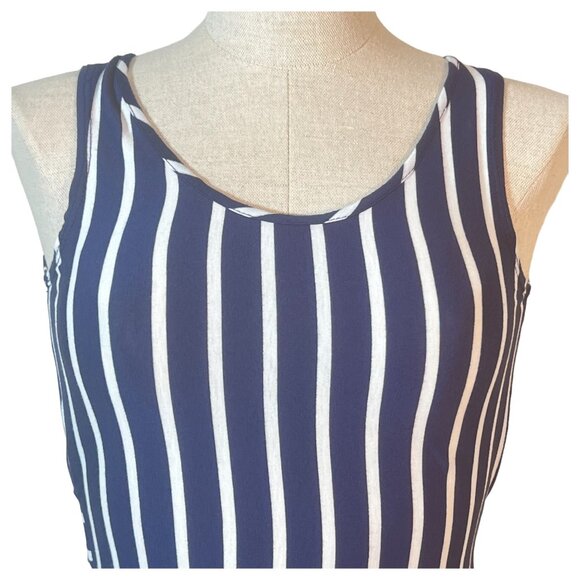 Womens Windsor Navy And White Striped Maxi Dress Size Small Cut Out Back Summer - Picture 3 of 10